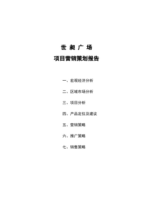 上海世昶广场项目营销策划报告