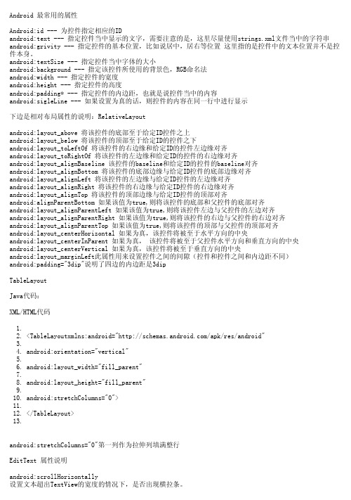 Android 最常用的属性
