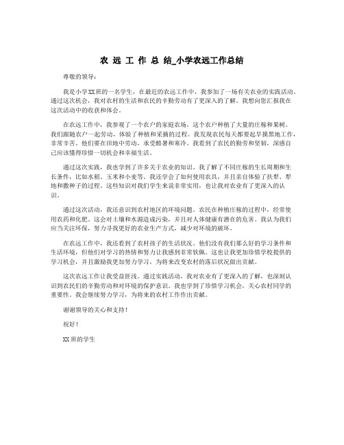 农 远 工 作 总 结_小学农远工作总结