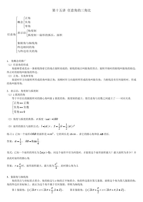 第十五讲 任意角的三角比