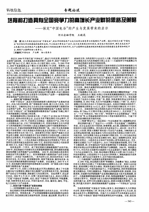 培育和打造具有全国竞争力的高增长产业群的思路及策略——保定“中国电谷”的产生与发展带来的启示