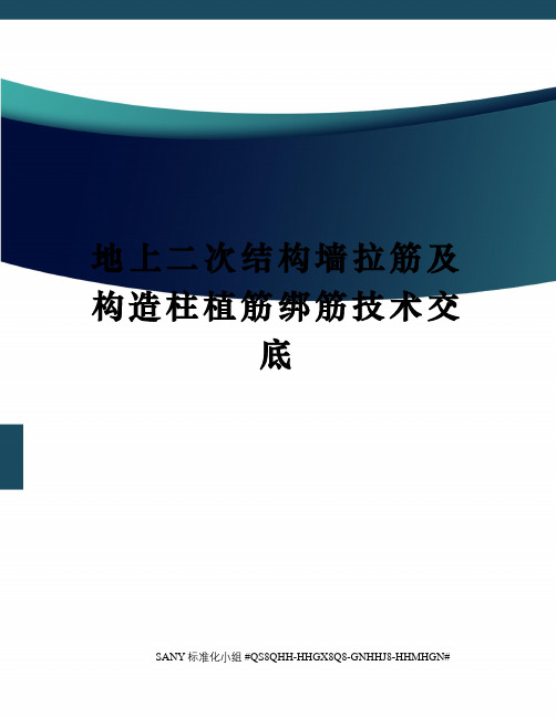 地上二次结构墙拉筋及构造柱植筋绑筋技术交底
