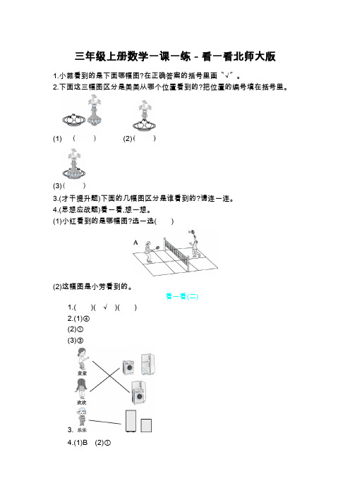 三年级上册数学一课一练-看一看北师大版