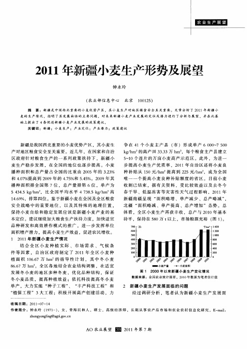 2011年新疆小麦生产形势及展望
