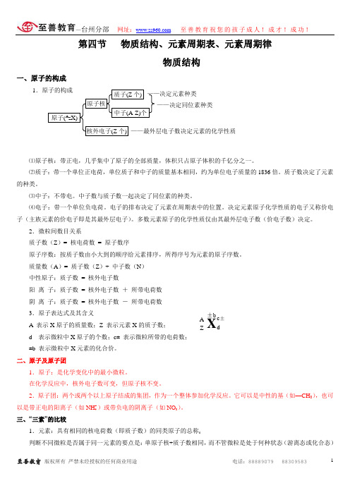 12.5、物质结构、元素周期表、律教师讲义