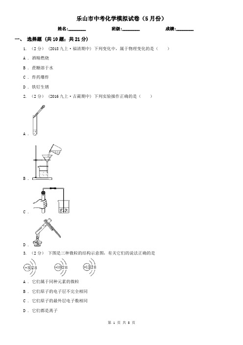 乐山市中考化学模拟试卷(5月份)