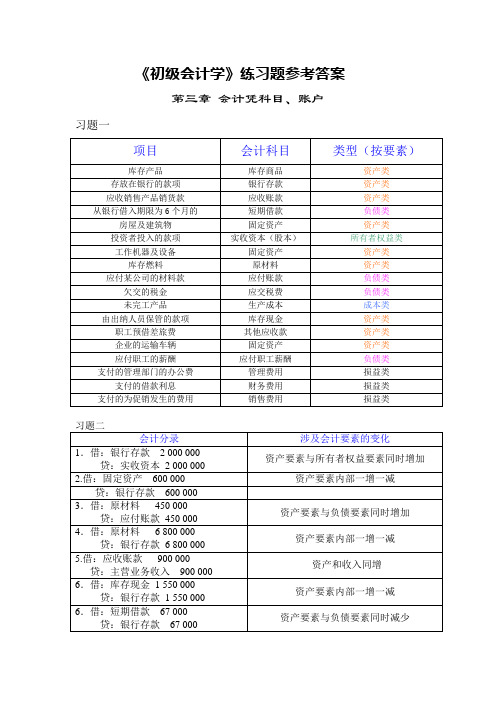 初级会计补充练习答案