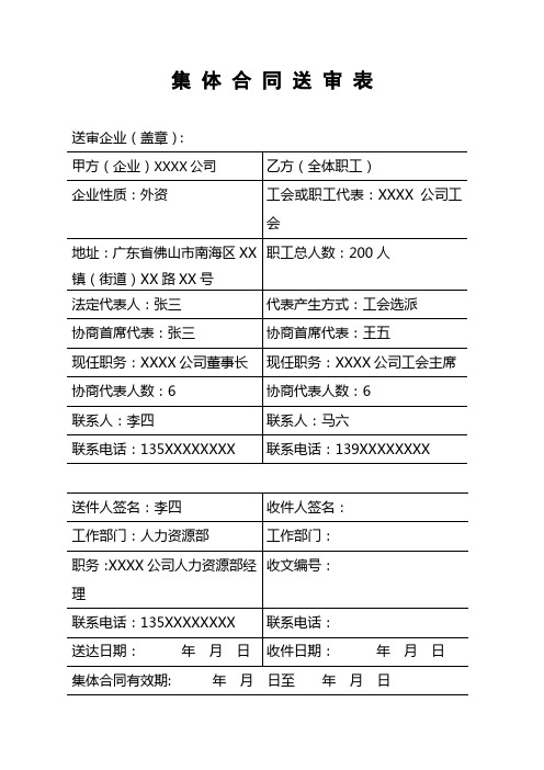 集体合同送审表