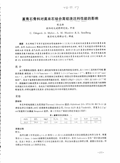 对莫来石结合高铝浇注料性能的影响