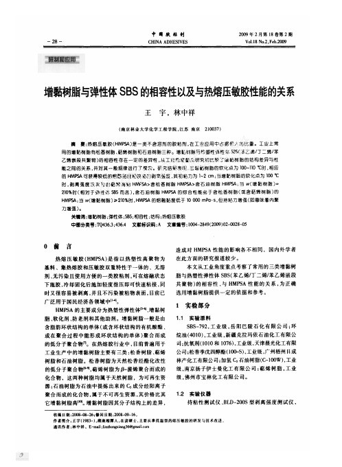 增粘树脂与弹性体SBS的相容性及与热熔压敏胶性能的关系