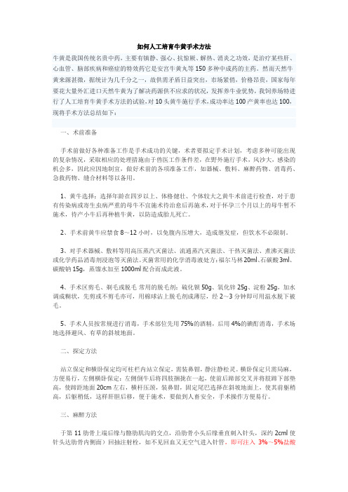 如何人工培育牛黄手术方法