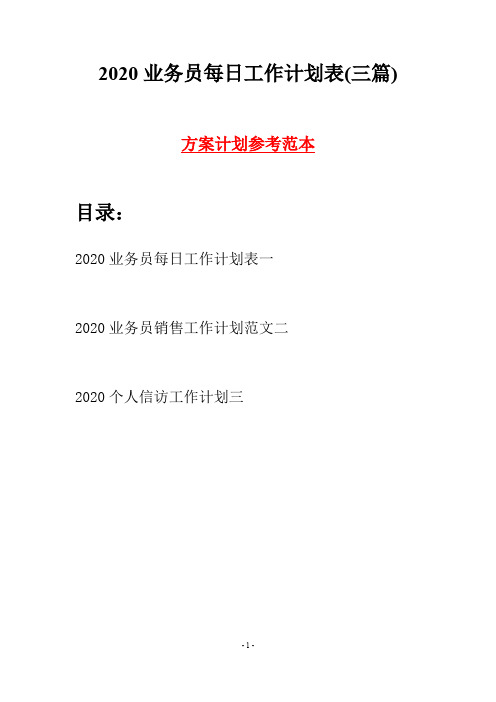 2020业务员每日工作计划表(三篇)