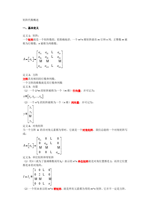 矩阵代数概述