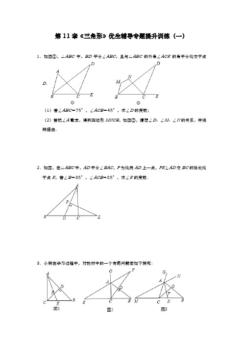 第11章《三角形》优生辅导专题提升训练(一) 人教版八年级数学上册