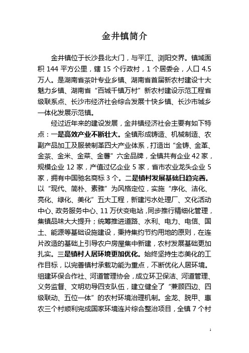 金井镇简要介绍(报接待办)