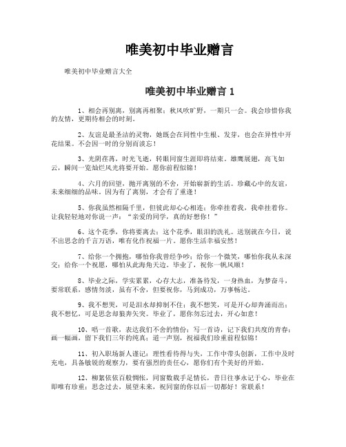 唯美初中毕业赠言