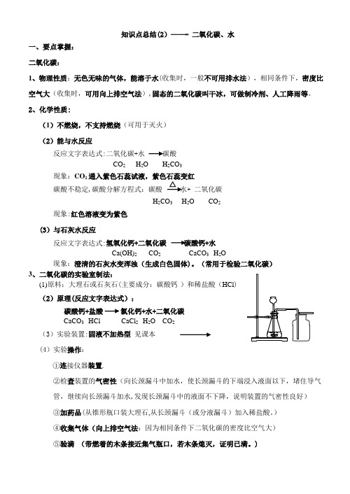 二氧化碳、水知识点总结