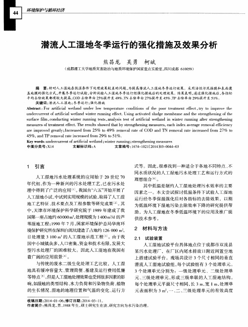 潜流人工湿地冬季运行的强化措施及效果分析