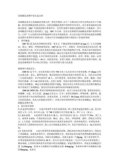 亚硝酸盐食物中毒3起分析