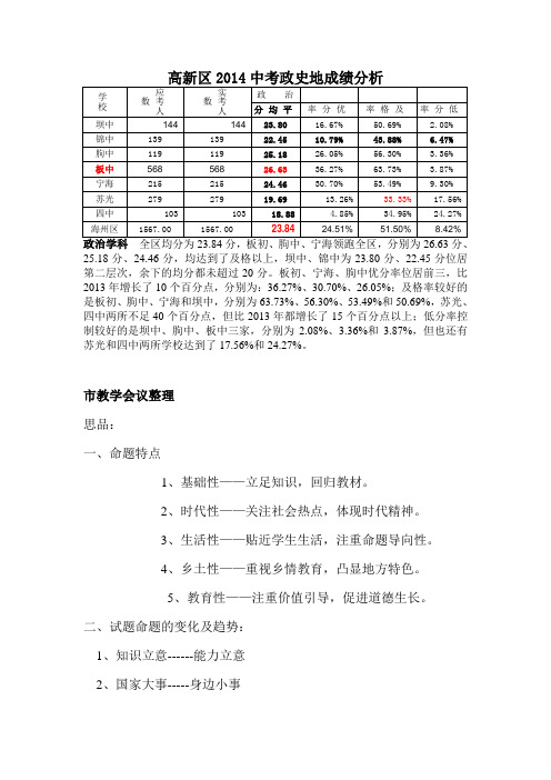 2014年思品中考分析