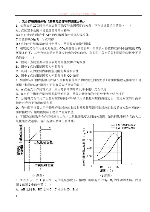 高三生物一轮复习学案光合作用题型总结 (1)