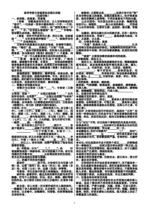 四川省三台中学校高考考前古诗鉴赏知识强化训练