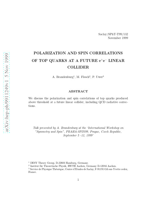 Polarization and spin correlations of top quarks at a future e+ e- linear collider