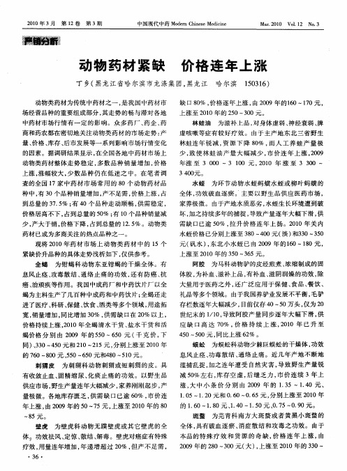 动物药材紧缺价格连年上涨
