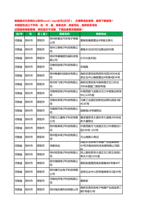 2020新版河南省郑州市荥阳市电子科技有限公司工商企业公司商家名录名单黄页联系电话号码地址大全22家