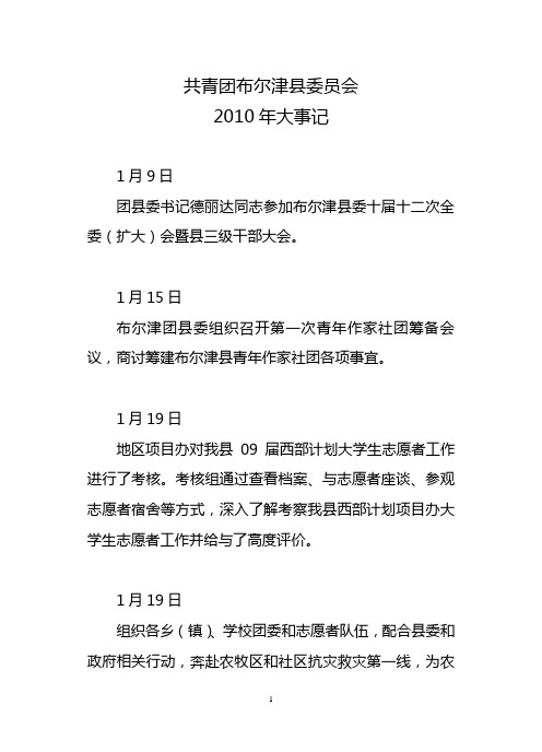2010年度团委大事记