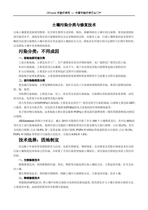 土壤污染分类与修复技术