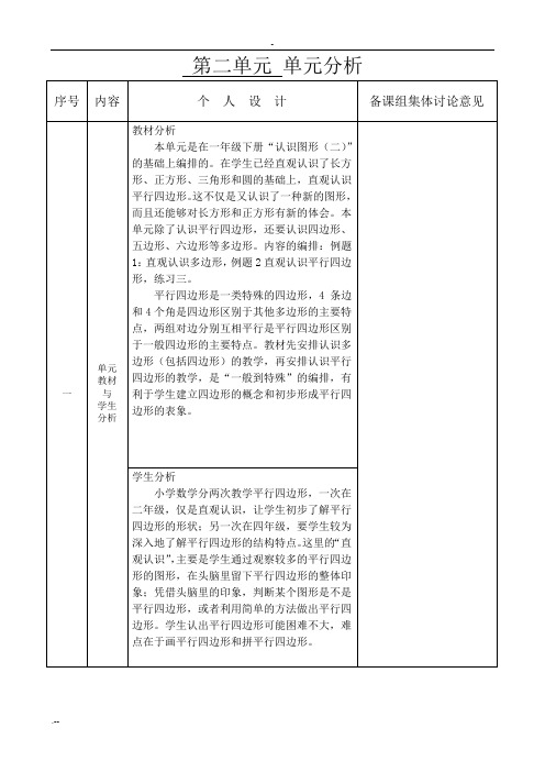 第二单元：平行四边形初步认识