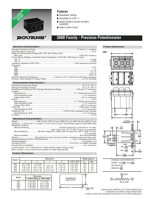 3680系列精密潜入杆电阻器产品说明书