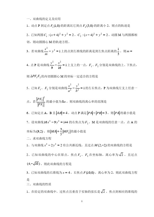 双曲线的定义及应用
