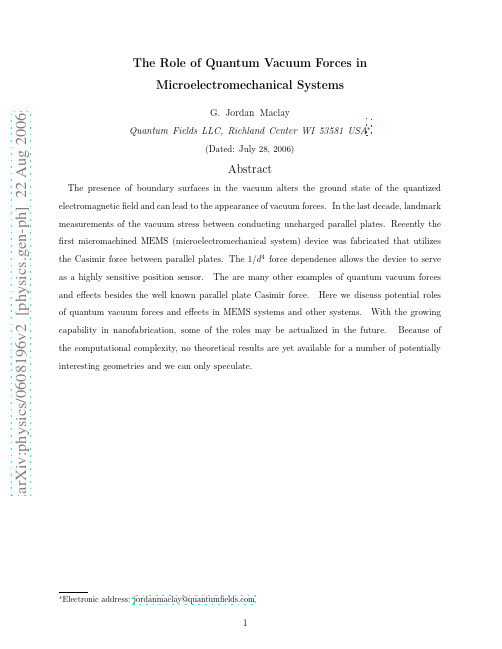 The Role of Quantum Vacuum Forces in Microelectromechanical Systems