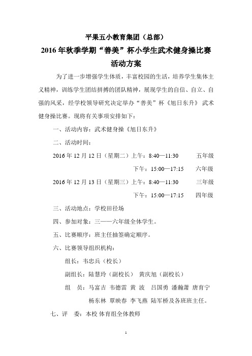 武术操比赛活动方案(新)