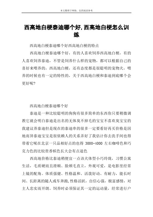 西高地白梗泰迪哪个好,西高地白梗怎么训练