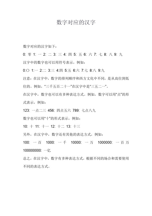 数字对应的汉字