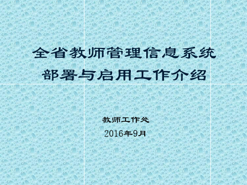 全国教师管理信息系统部署与启用工作介绍