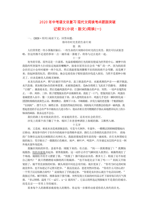 2020年中考语文总复习现代文阅读考点跟踪突破记叙文(小说散文)阅读(一)(可编辑修改word版)