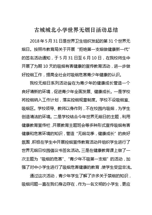 世界无烟日工作总结