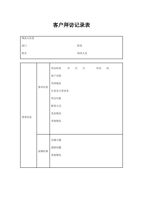 销售客户拜访记录表