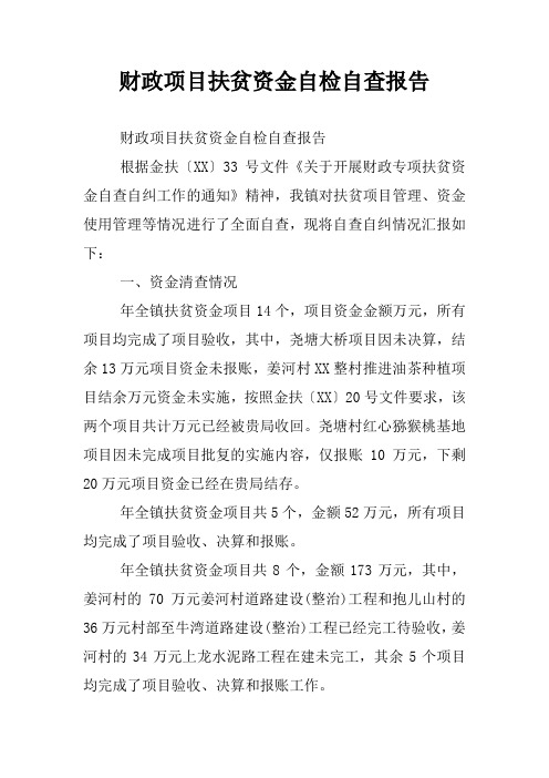 财政项目扶贫资金自检自查报告