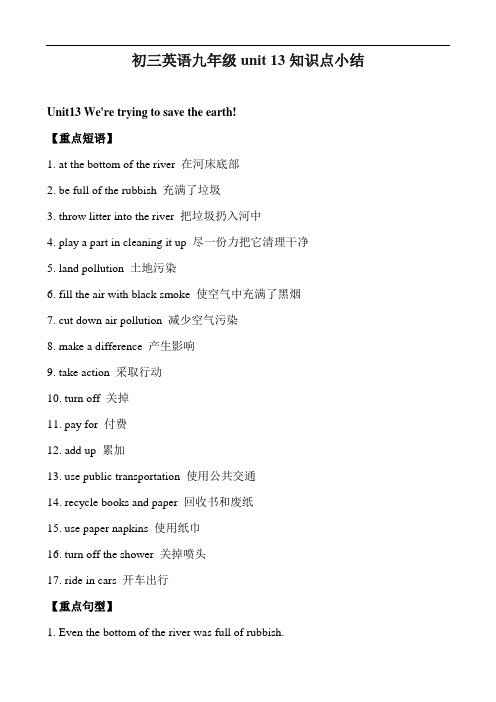 初三英语九年级unit 13知识点小结