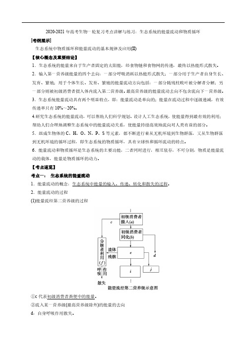 高考生物一轮复习考点讲解与练习上生态系统的能量流动和物质循环pdf含解析20200916151