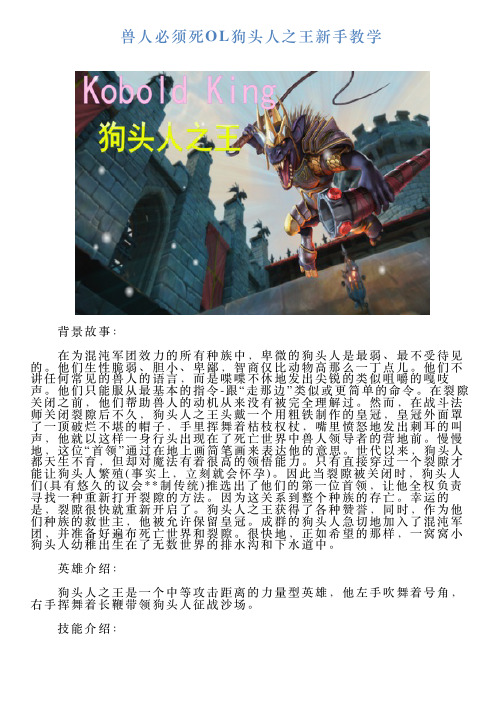 兽人必须死OL狗头人之王新手教学