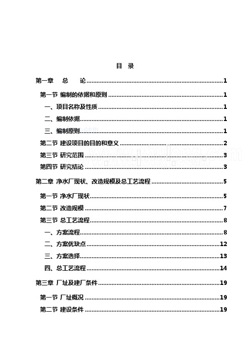 最新净水厂技术改造工程可研报告