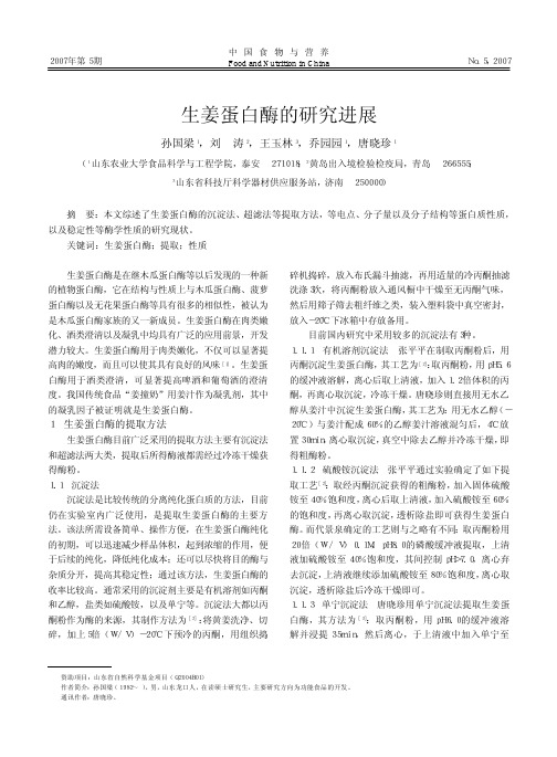 生姜蛋白酶的研究进展