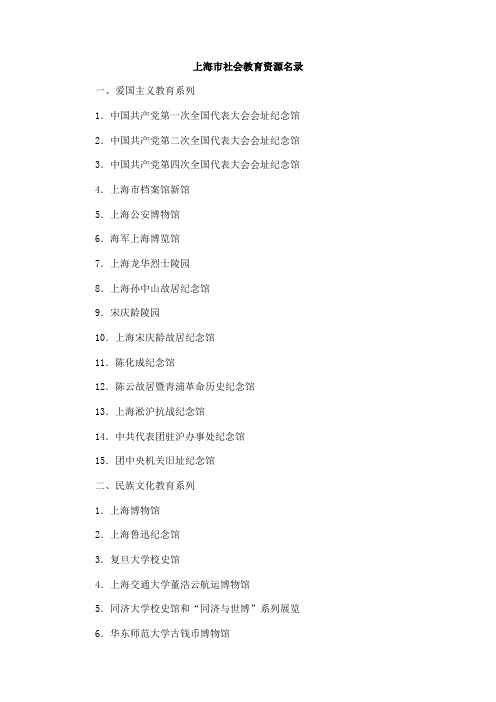 上海市社会教育资源名录