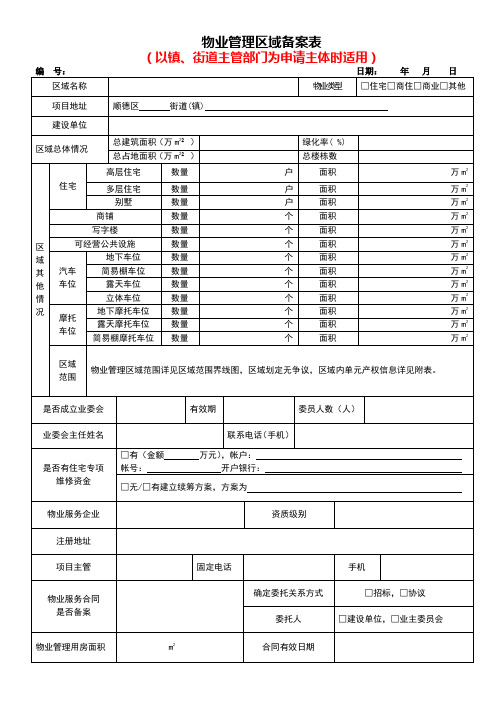 物业管理区域备案表